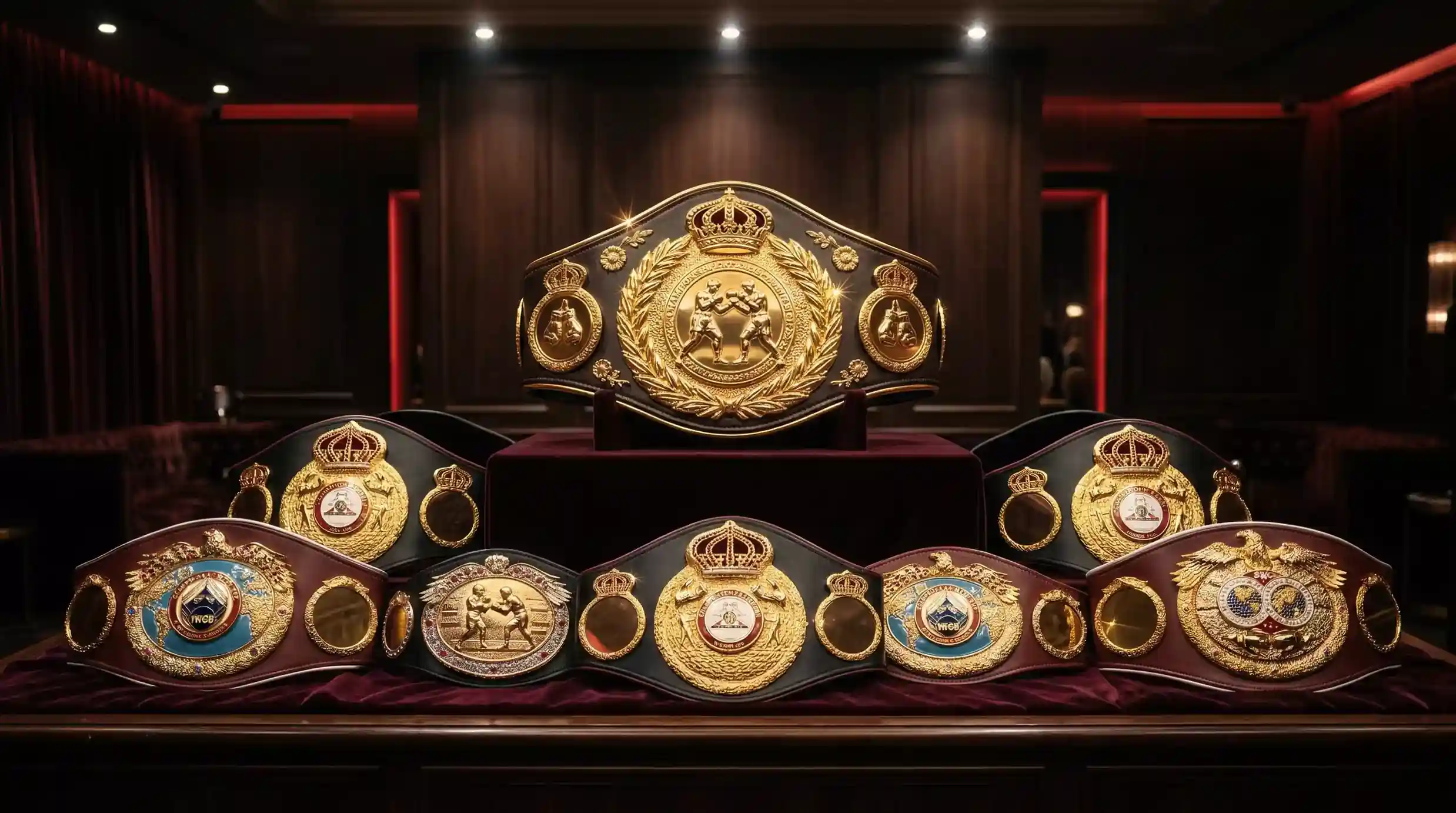 Schwergewichts-Champion Boxkampf unter Scheinwerfern